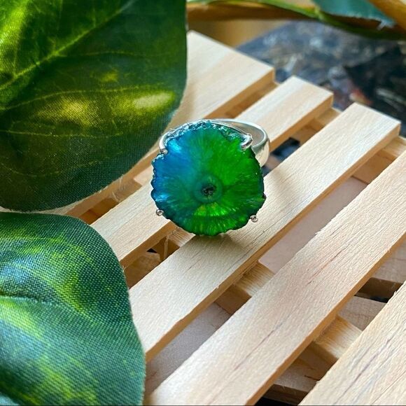 Solar Quartz Sterling Silver Ring Size 6.5 - Picture 1 of 5